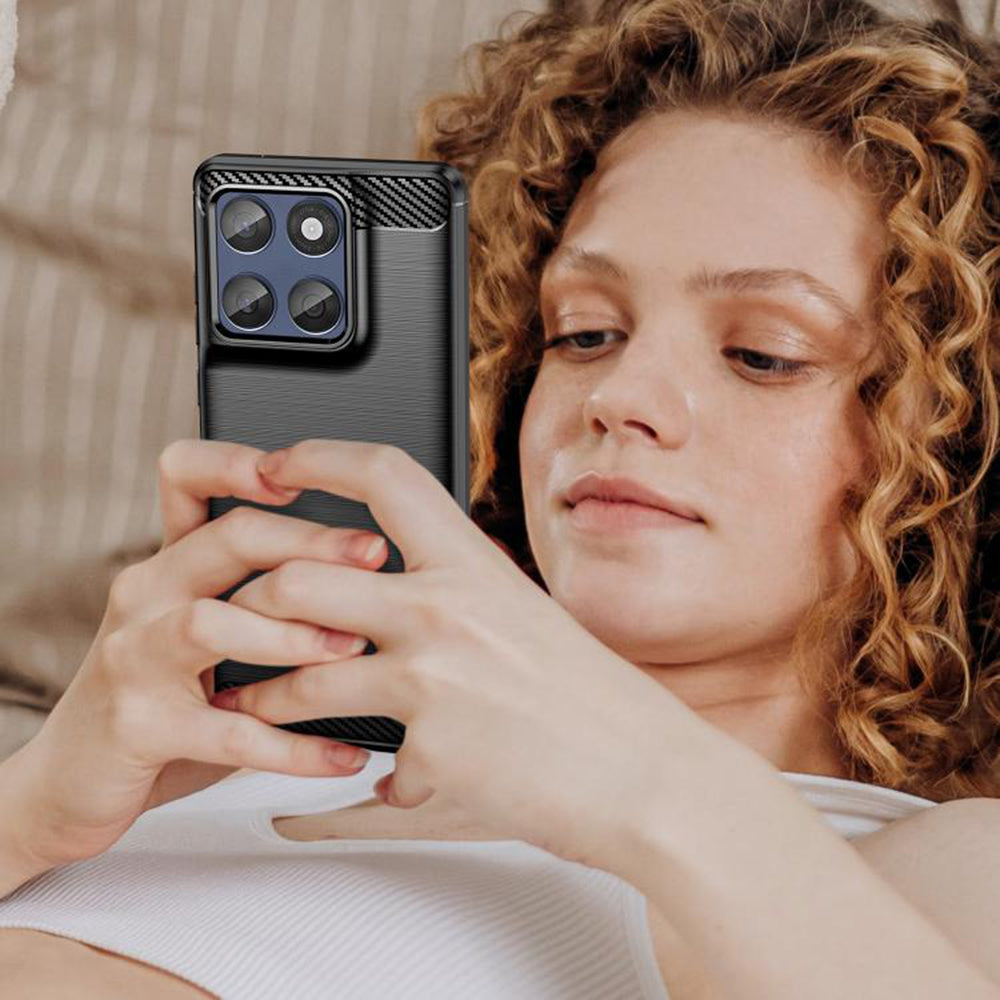 Θήκη για Motorola Edge 60 Pro, Techsuit, Carbon, Μαύρη