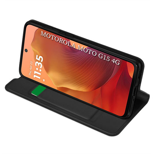 Θήκη για Motorola Moto G15 / G15 Power, Techsuit, Magskin Book, Μαύρη