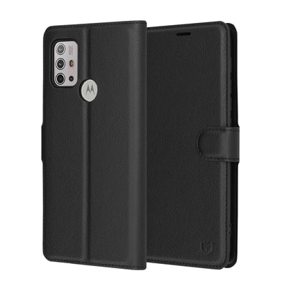 Θήκη για Motorola Moto G30 / G20 / G10, Techsuit, Δερμάτινο Φύλλο, Μαύρο