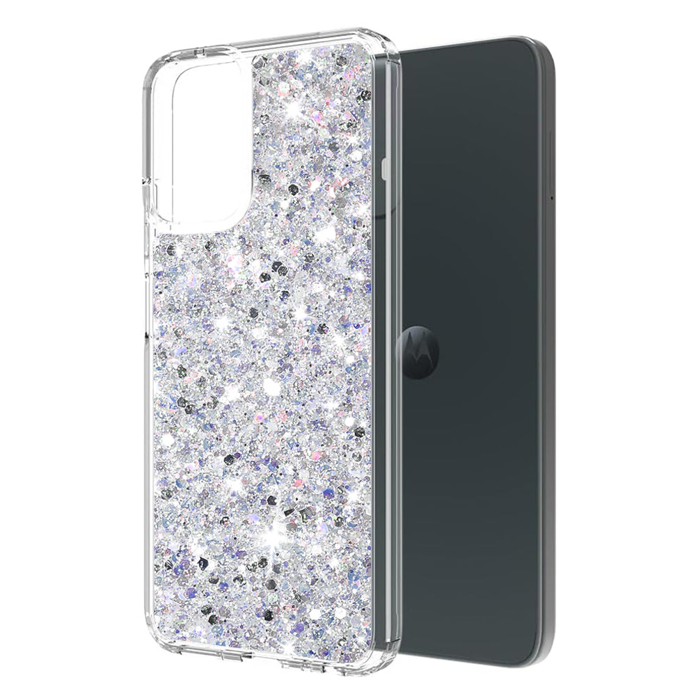 Case for Motorola Moto G45 / G34, Techsuit, Sparkly Glitter, White