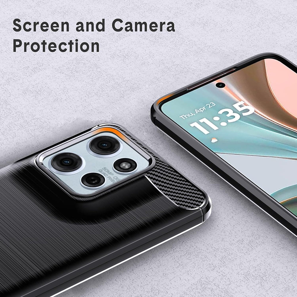 Θήκη για Motorola Moto G67 Power / G57 Power, Techsuit, Καρμπόν, Μαύρη
