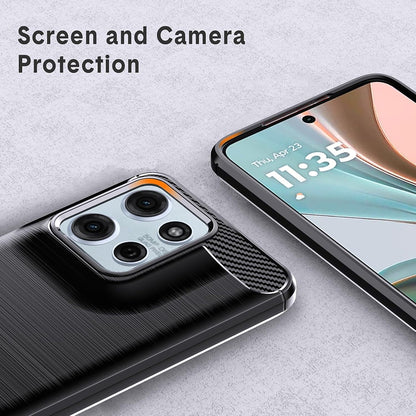 Θήκη για Motorola Moto G67 Power / G57 Power, Techsuit, Καρμπόν, Μαύρη