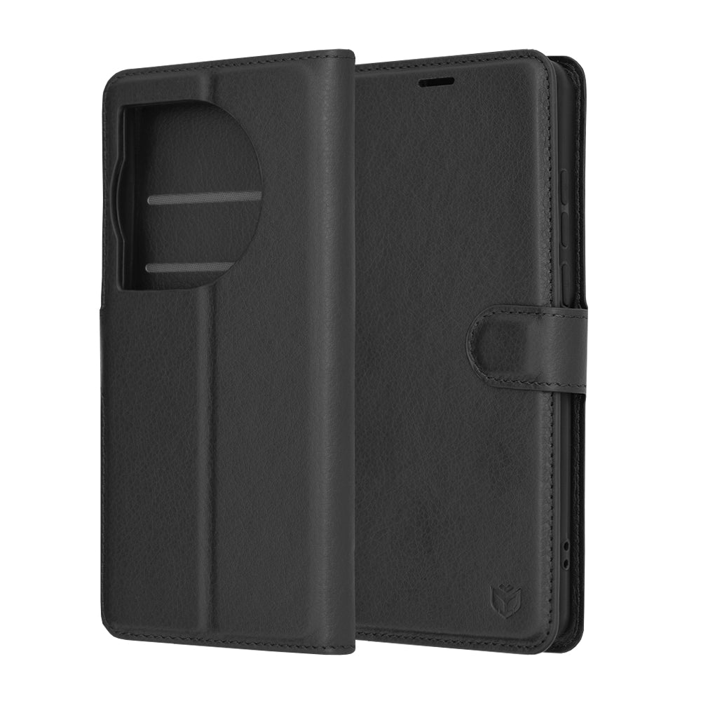 Case for OnePlus 12, Techsuit, Leather Folio, Black