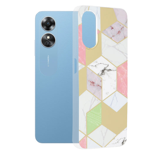 Θήκη για Oppo A17, Techsuit, Marble, Μωβ