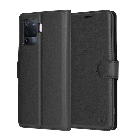 Θήκη για Oppo A94 / Reno5 Lite, Techsuit, Δερμάτινο Φύλλο, Μαύρο