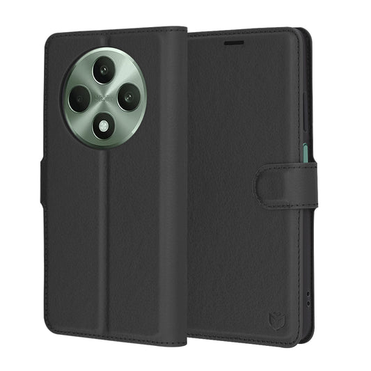 Θήκη για Oppo Reno12 FS 5G / Reno12 FS 4G / Reno12 F 4G / Reno12 F, Techsuit, Δερμάτινο Φύλλο, Μαύρο