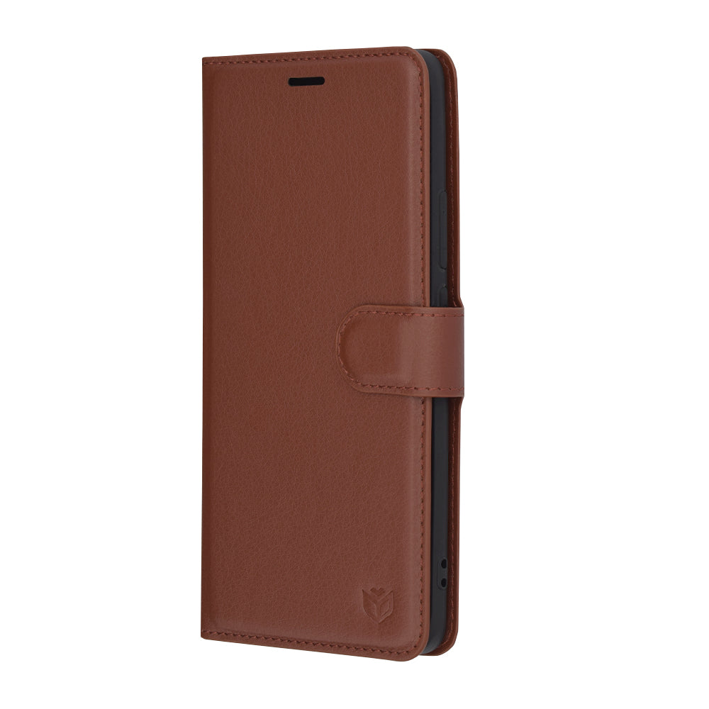 Θήκη για Oppo Reno12, Techsuit, Δερμάτινο Φύλλο, Καφέ