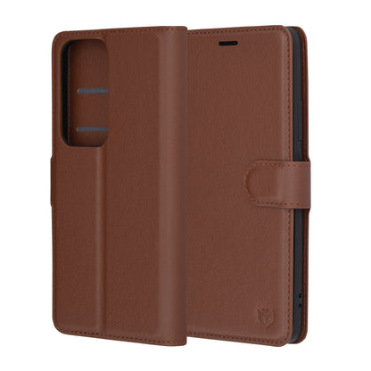 Θήκη για Oppo Reno12, Techsuit, Δερμάτινο Φύλλο, Καφέ