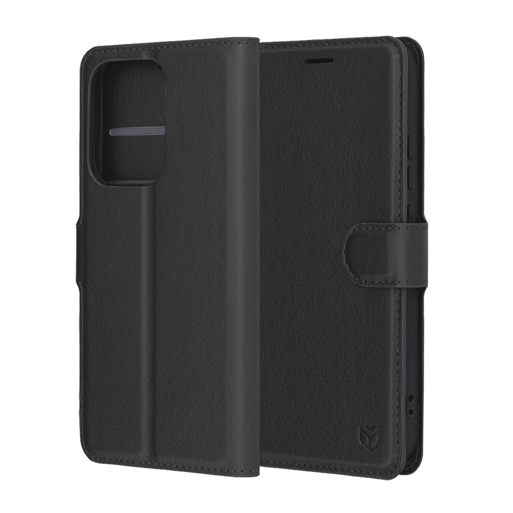 Case for Oppo Reno13, Techsuit, Leather Folio, Black