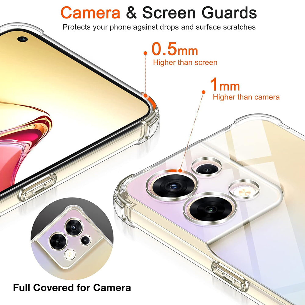 Θήκη για Oppo Reno8, Techsuit, Ανθεκτική σε Κρούσεις Διαφανής, Διάφανη