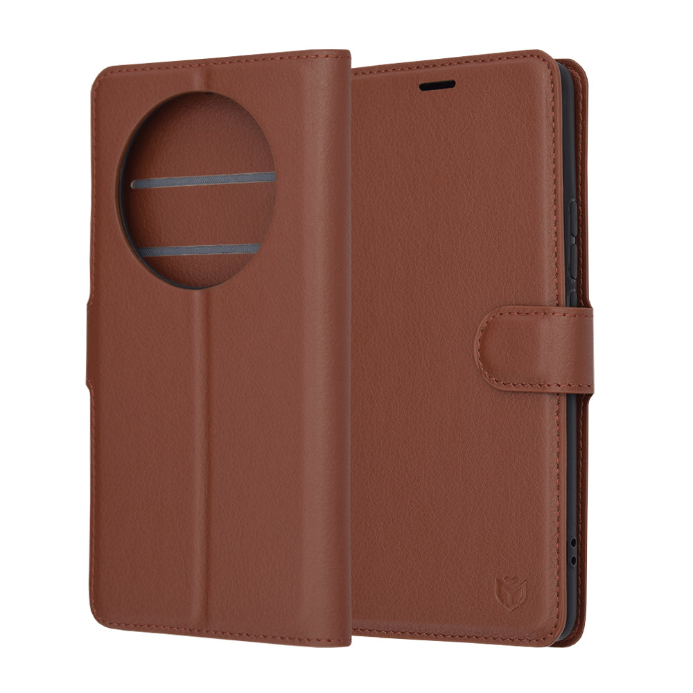 Θήκη για Realme 12 Pro / 12 Pro+, Techsuit, Δερμάτινο Φολιο, Καφέ