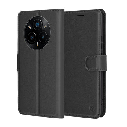 Θήκη για Realme 14 Pro+, Techsuit, Δερμάτινο Φύλλο, Μαύρο