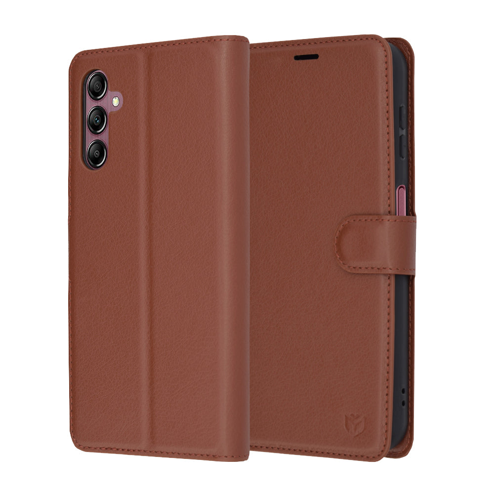Θήκη για Samsung Galaxy A14 A145 / A14 5G A146, Techsuit, Δερμάτινο Φύλλο, Καφέ