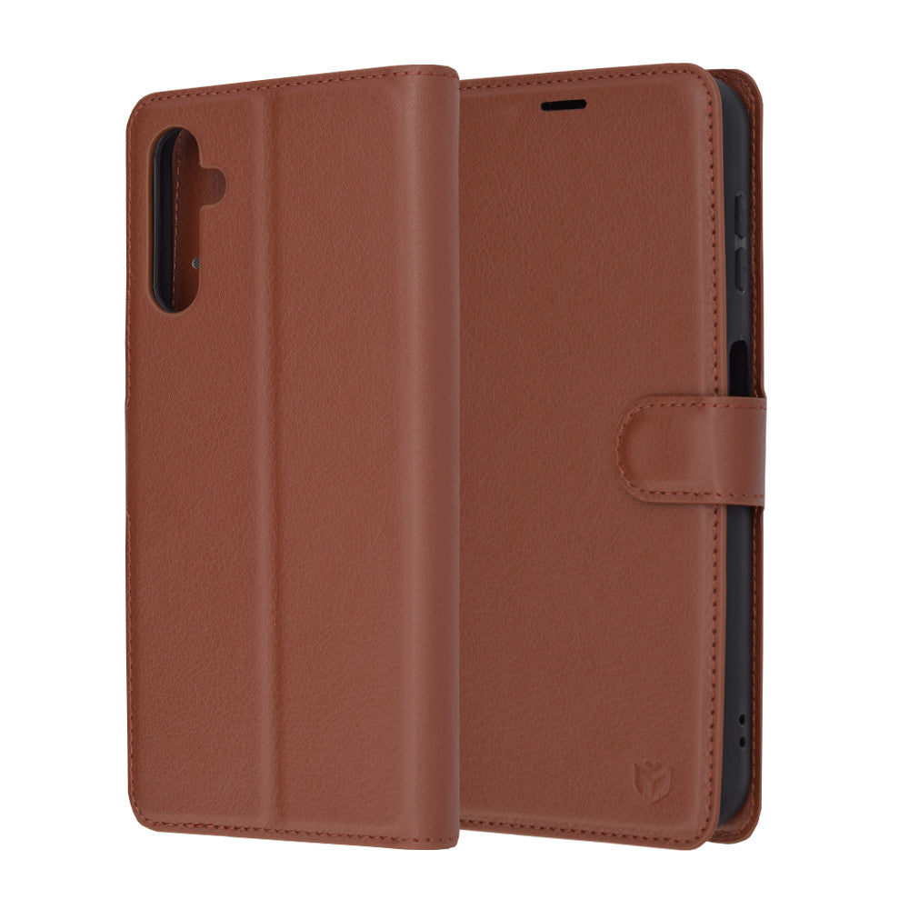 Θήκη για Samsung Galaxy A14 A145 / A14 5G A146, Techsuit, Δερμάτινο Φύλλο, Καφέ