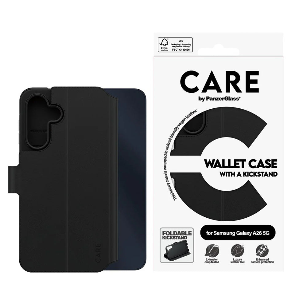 Θήκη για Samsung Galaxy A26 A266, PanzerGlass, με χαρακτηριστικό Kickstand Wallet, Μαύρη