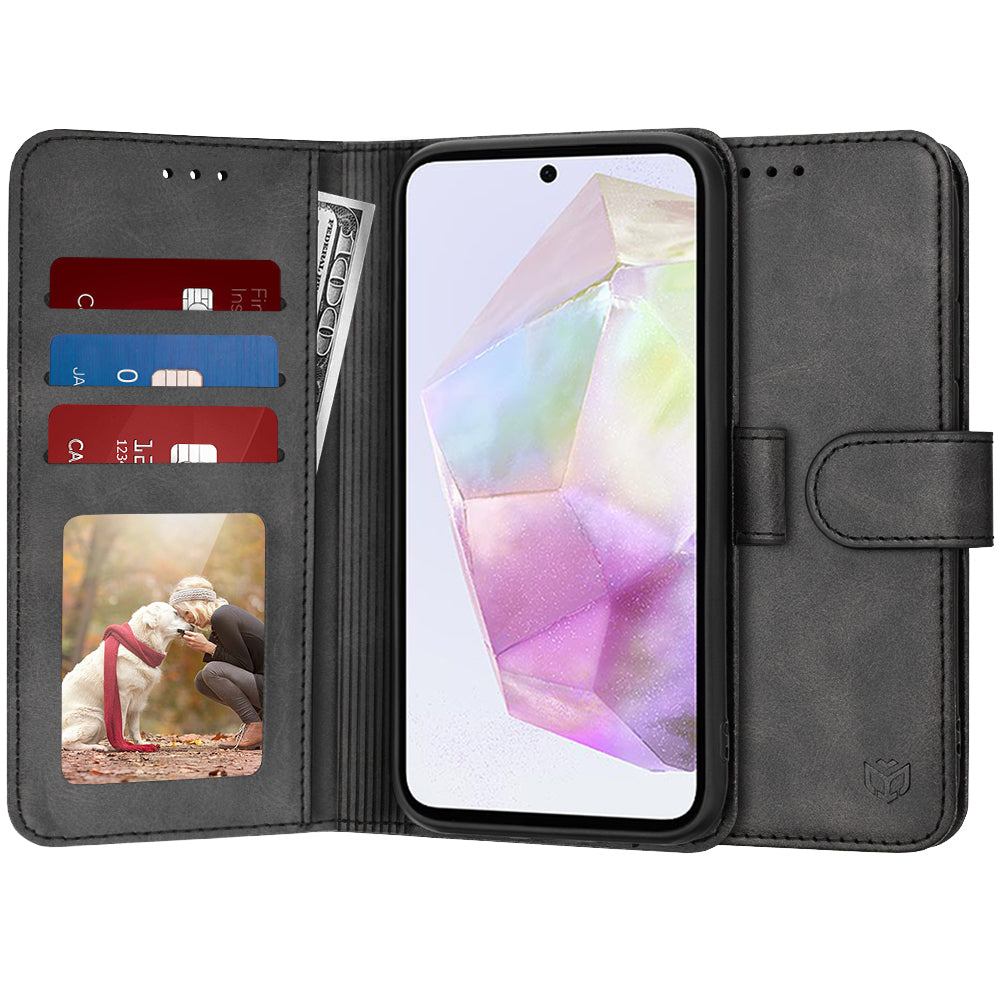 Case for Samsung Galaxy A35 5G A356, Techsuit, Diary Book, Black