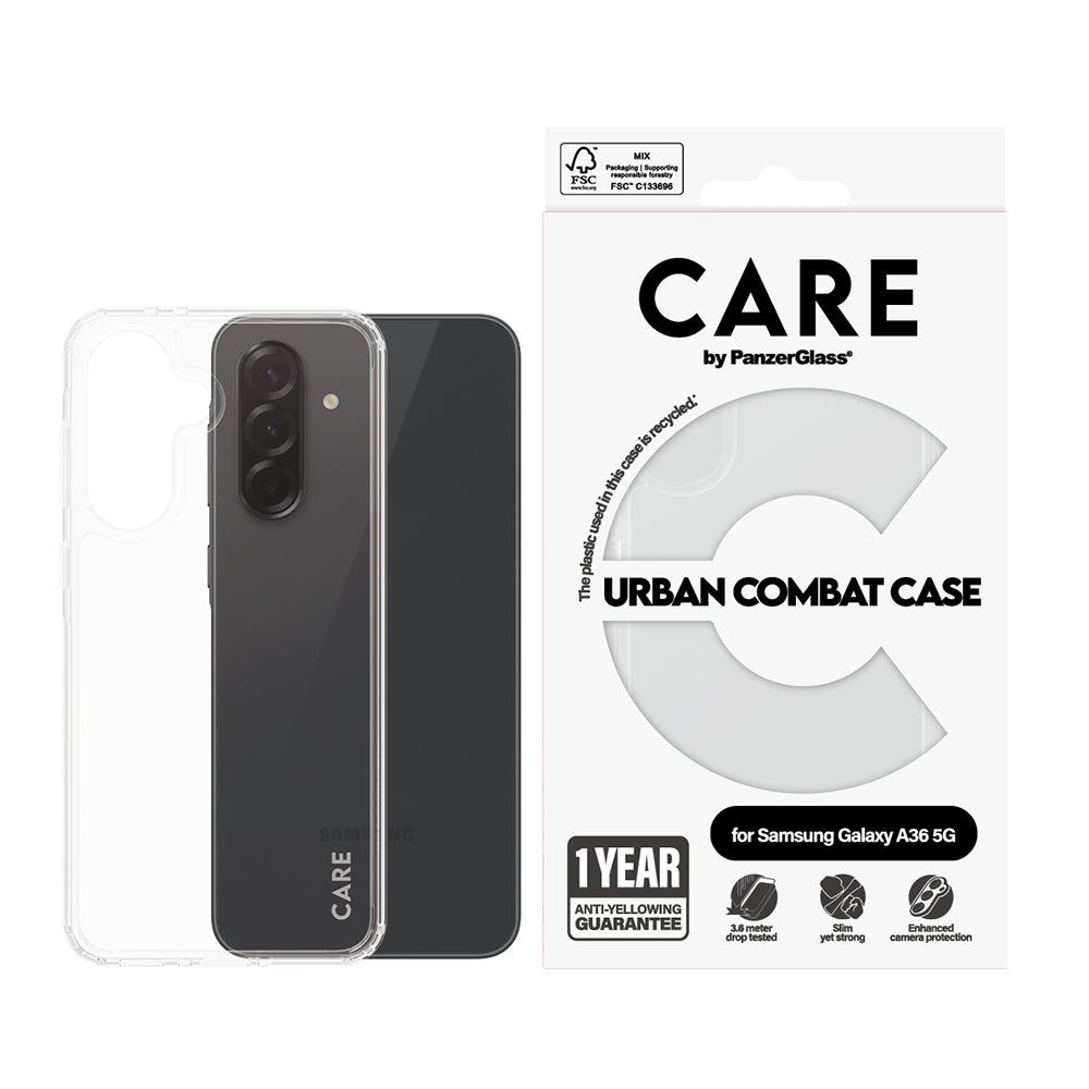 Θήκη για Samsung Galaxy A36 A366, PanzerGlass, Care Urban Combat, Διαφανής