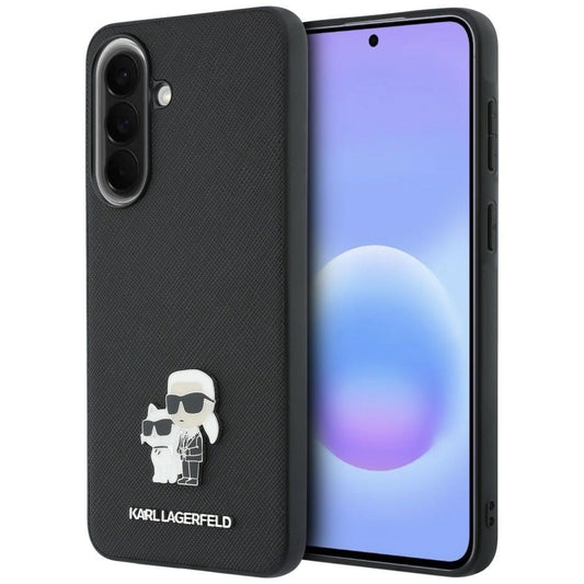 Θήκη για Samsung Galaxy A37 5G, Karl Lagerfeld, Saffiano Karl & Choupette Metal, Μαύρη