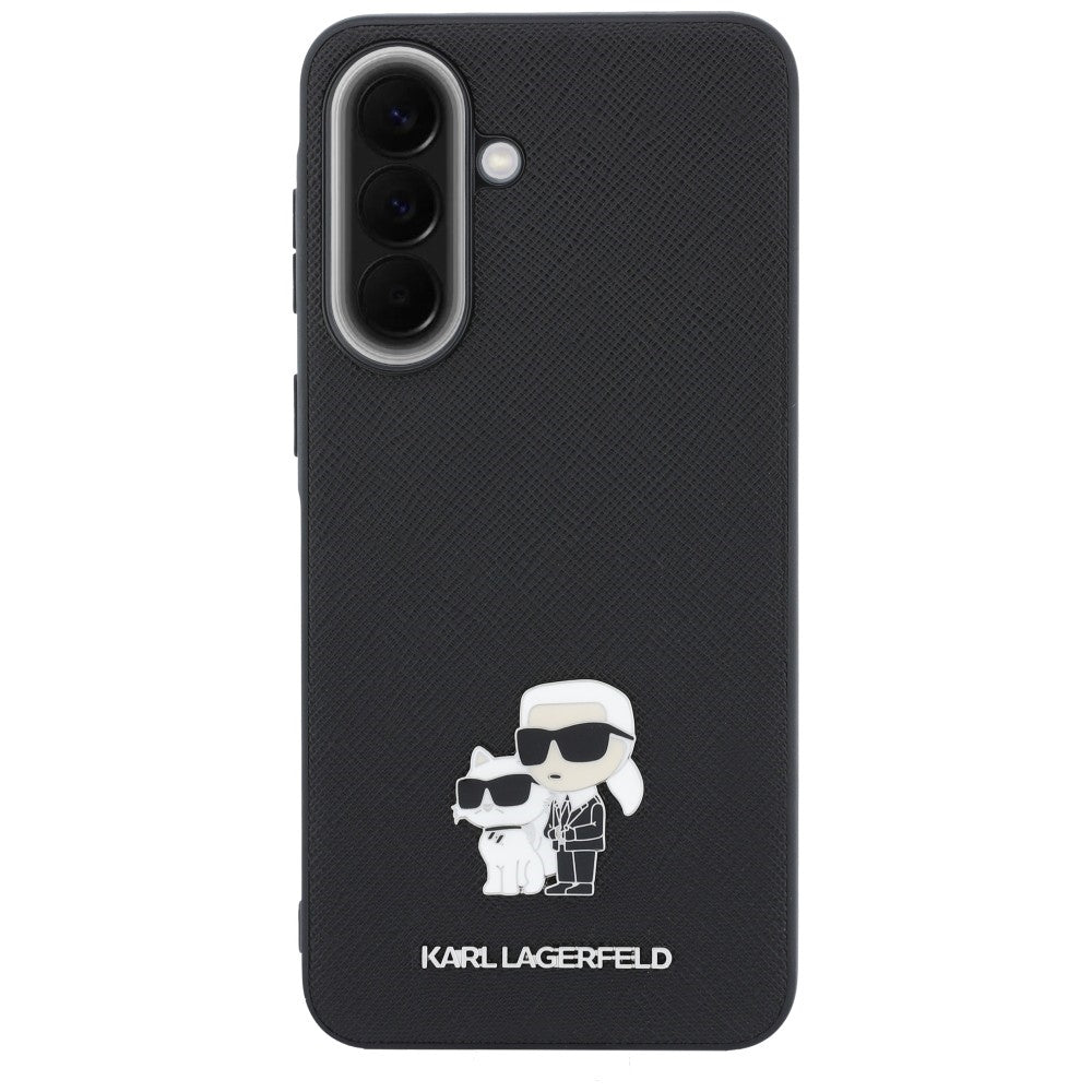 Θήκη για Samsung Galaxy A37 5G, Karl Lagerfeld, Saffiano Karl & Choupette Metal, Μαύρη