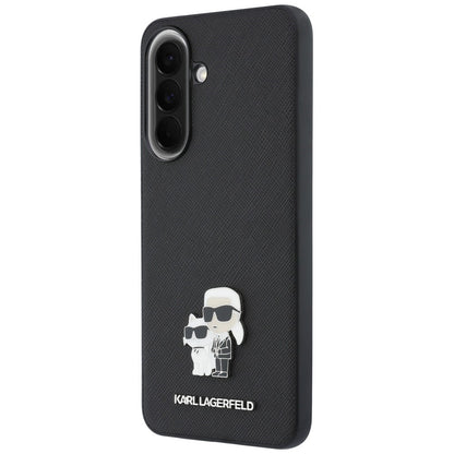 Θήκη για Samsung Galaxy A37 5G, Karl Lagerfeld, Saffiano Karl & Choupette Metal, Μαύρη