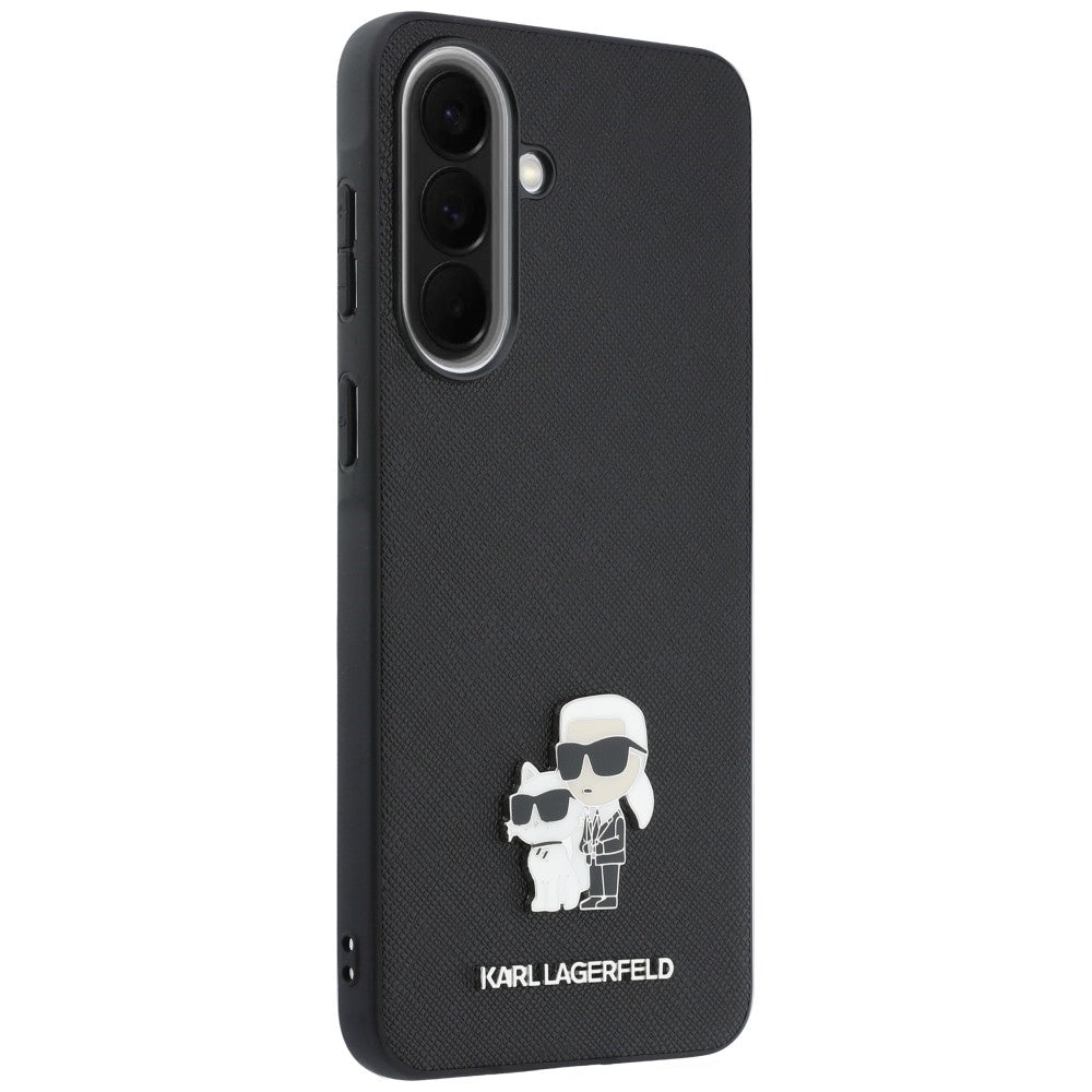 Θήκη για Samsung Galaxy A37 5G, Karl Lagerfeld, Saffiano Karl & Choupette Metal, Μαύρη