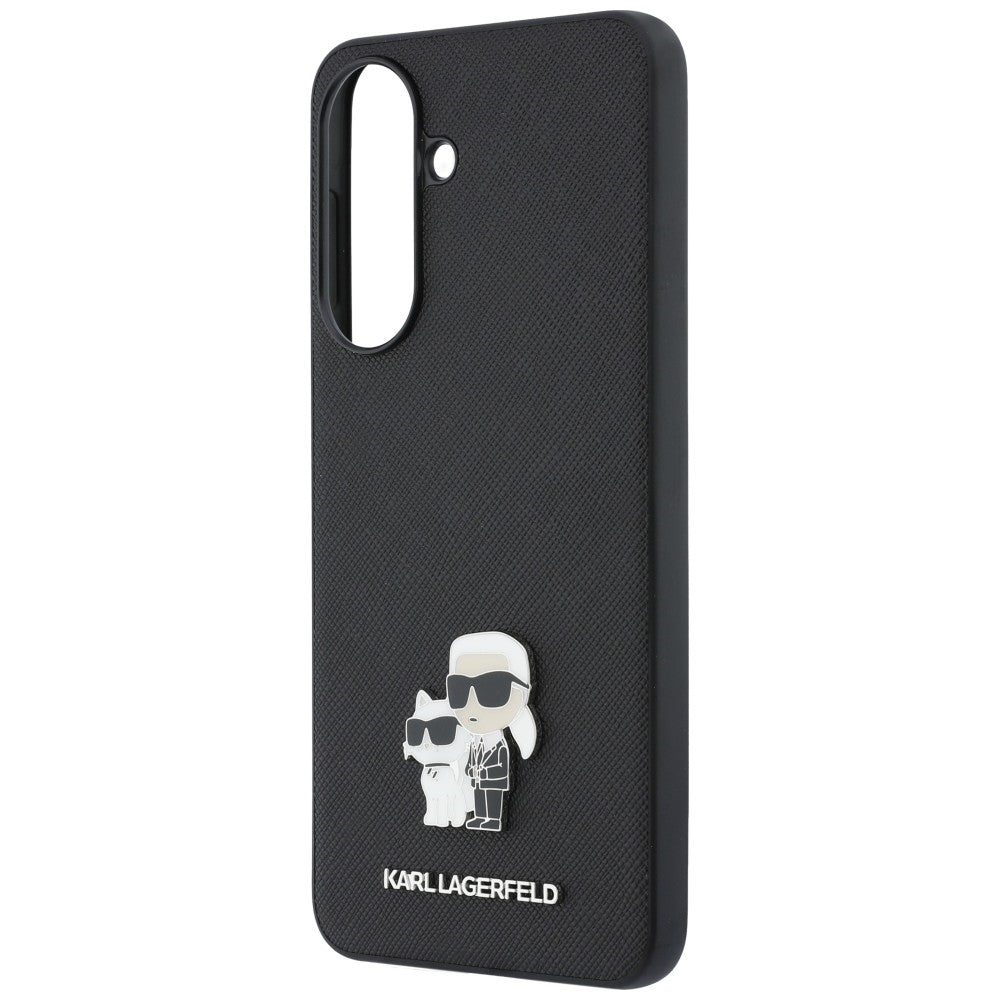 Θήκη για Samsung Galaxy A37 5G, Karl Lagerfeld, Saffiano Karl & Choupette Metal, Μαύρη