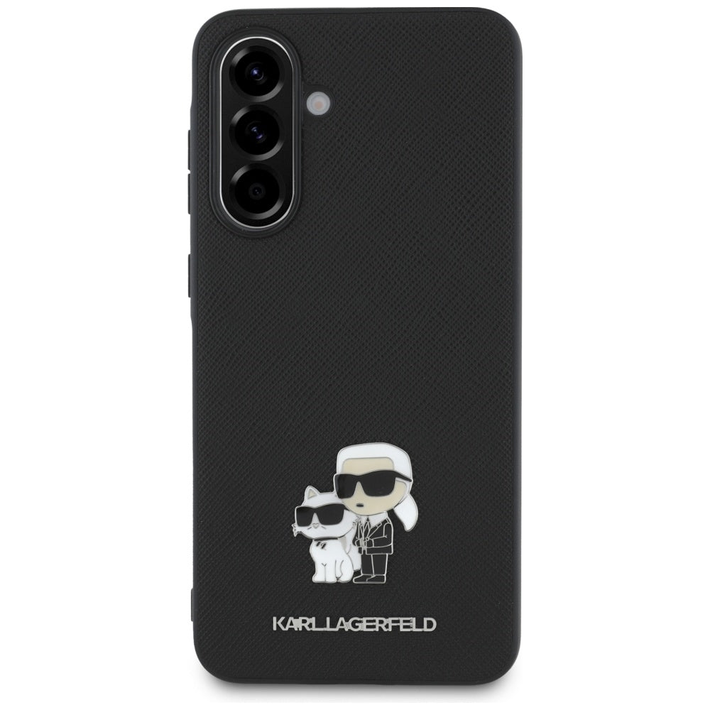 Θήκη για Samsung Galaxy A56 A566, Karl Lagerfeld, Saffiano Karl & Choupette Metal, Μαύρη