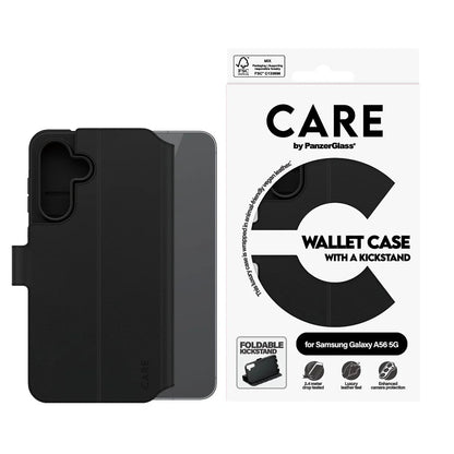 Θήκη για Samsung Galaxy A56 A566, PanzerGlass, με χαρακτηριστικό Kickstand Wallet, Μαύρη
