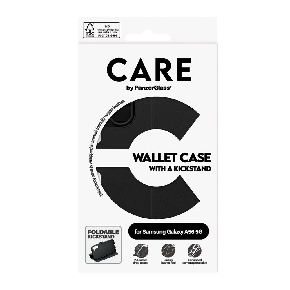 Θήκη για Samsung Galaxy A56 A566, PanzerGlass, με χαρακτηριστικό Kickstand Wallet, Μαύρη