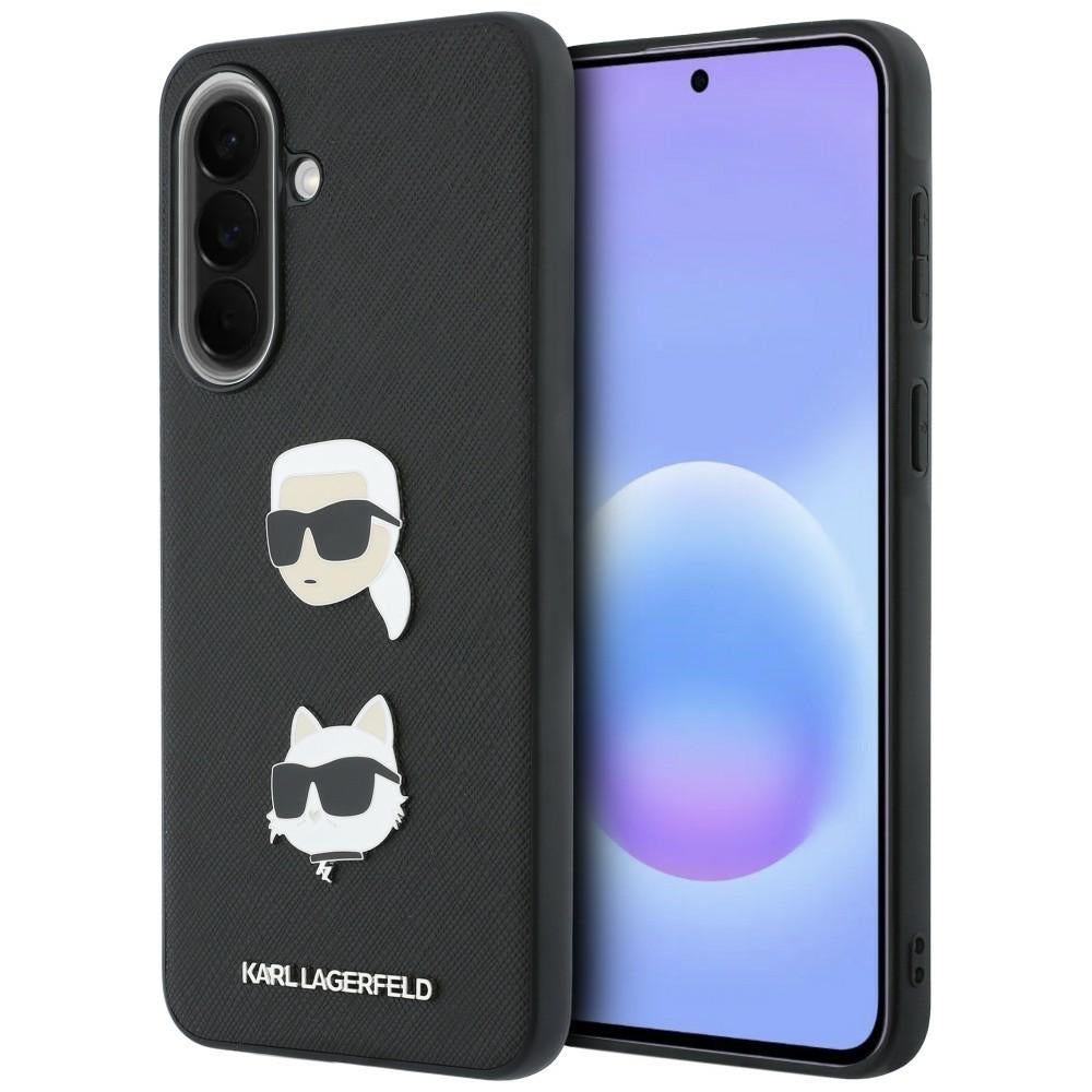 Θήκη για Samsung Galaxy A57 5G, Karl Lagerfeld, Grained Karl & Choupette's Heads Pins and Logo, Μαύρη