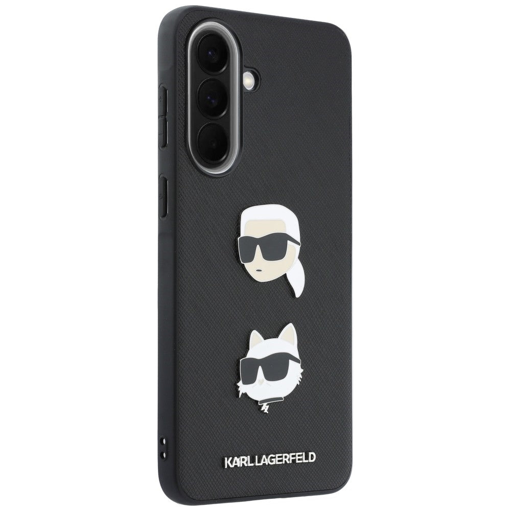 Θήκη για Samsung Galaxy A57 5G, Karl Lagerfeld, Grained Karl & Choupette's Heads Pins and Logo, Μαύρη