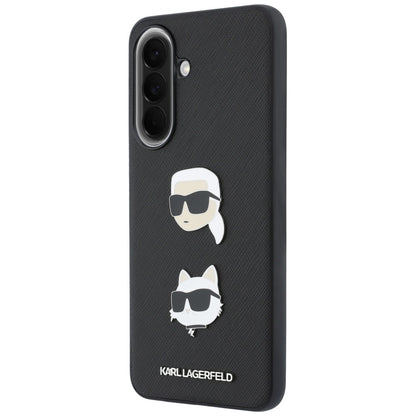 Θήκη για Samsung Galaxy A57 5G, Karl Lagerfeld, Grained Karl & Choupette's Heads Pins and Logo, Μαύρη