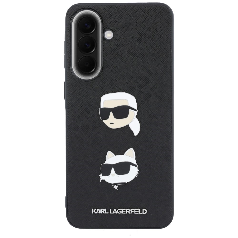 Θήκη για Samsung Galaxy A57 5G, Karl Lagerfeld, Grained Karl & Choupette's Heads Pins and Logo, Μαύρη
