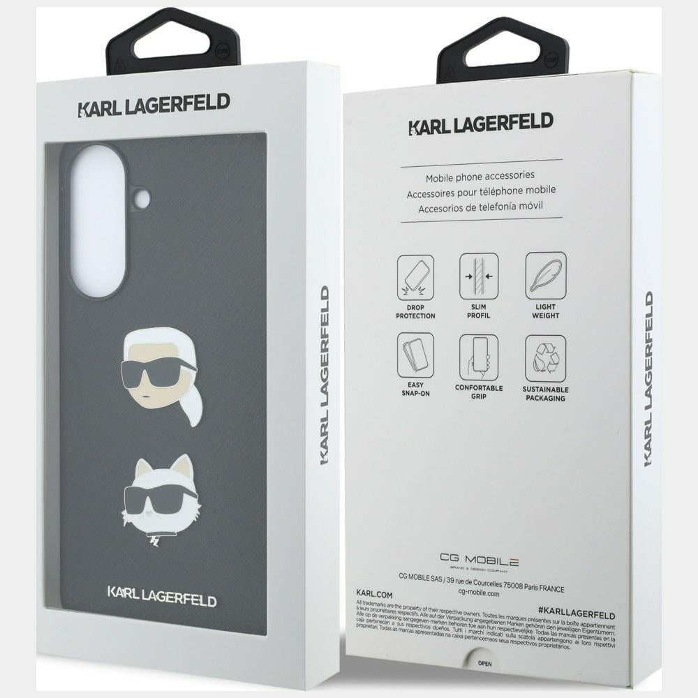 Θήκη για Samsung Galaxy A57 5G, Karl Lagerfeld, Grained Karl & Choupette's Heads Pins and Logo, Μαύρη