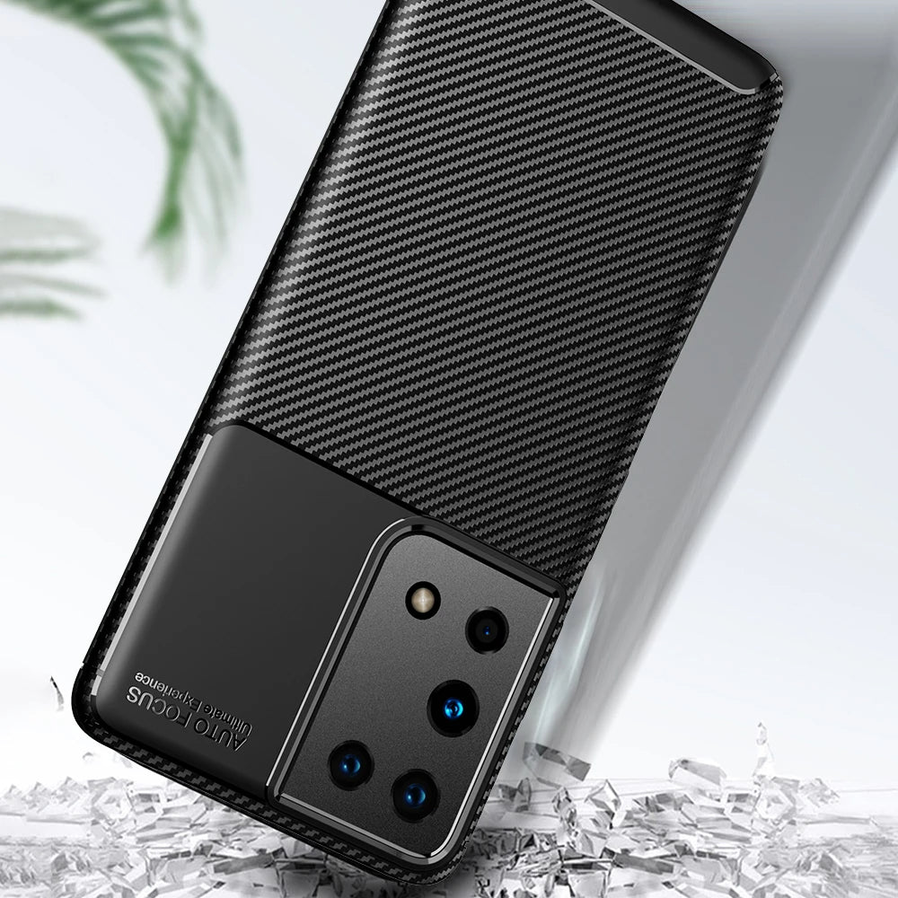 Θήκη για Samsung Galaxy S21 Ultra 5G G998, Techsuit, CarbonFiber, Μαύρη
