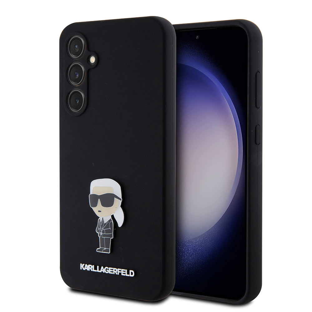 Θήκη για Samsung Galaxy S23 FE S711, Karl Lagerfeld, Silicone Ikonik Karl Metal, Μαύρη