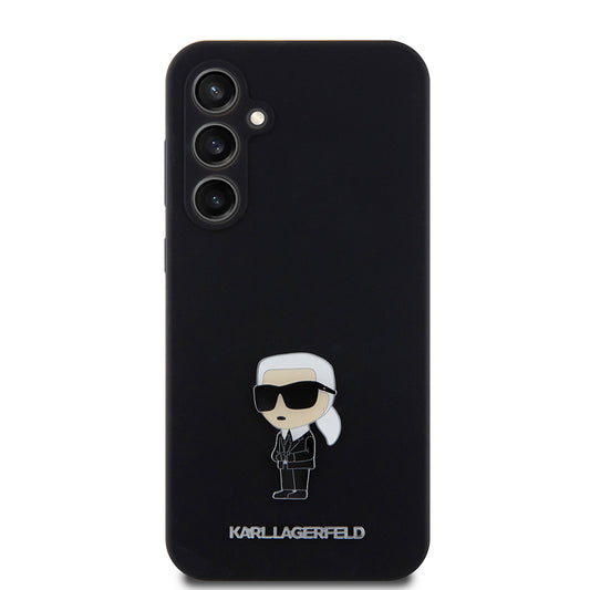 Θήκη για Samsung Galaxy S23 FE S711, Karl Lagerfeld, Silicone Ikonik Karl Metal, Μαύρη