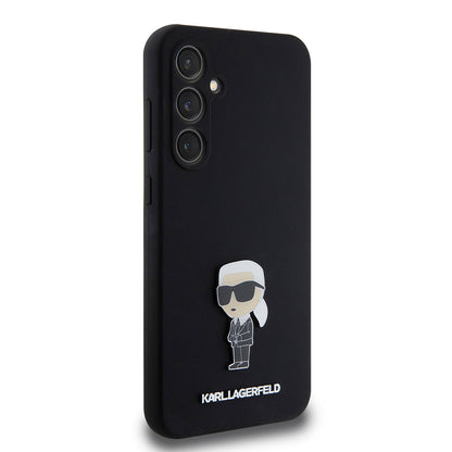 Θήκη για Samsung Galaxy S23 FE S711, Karl Lagerfeld, Silicone Ikonik Karl Metal, Μαύρη