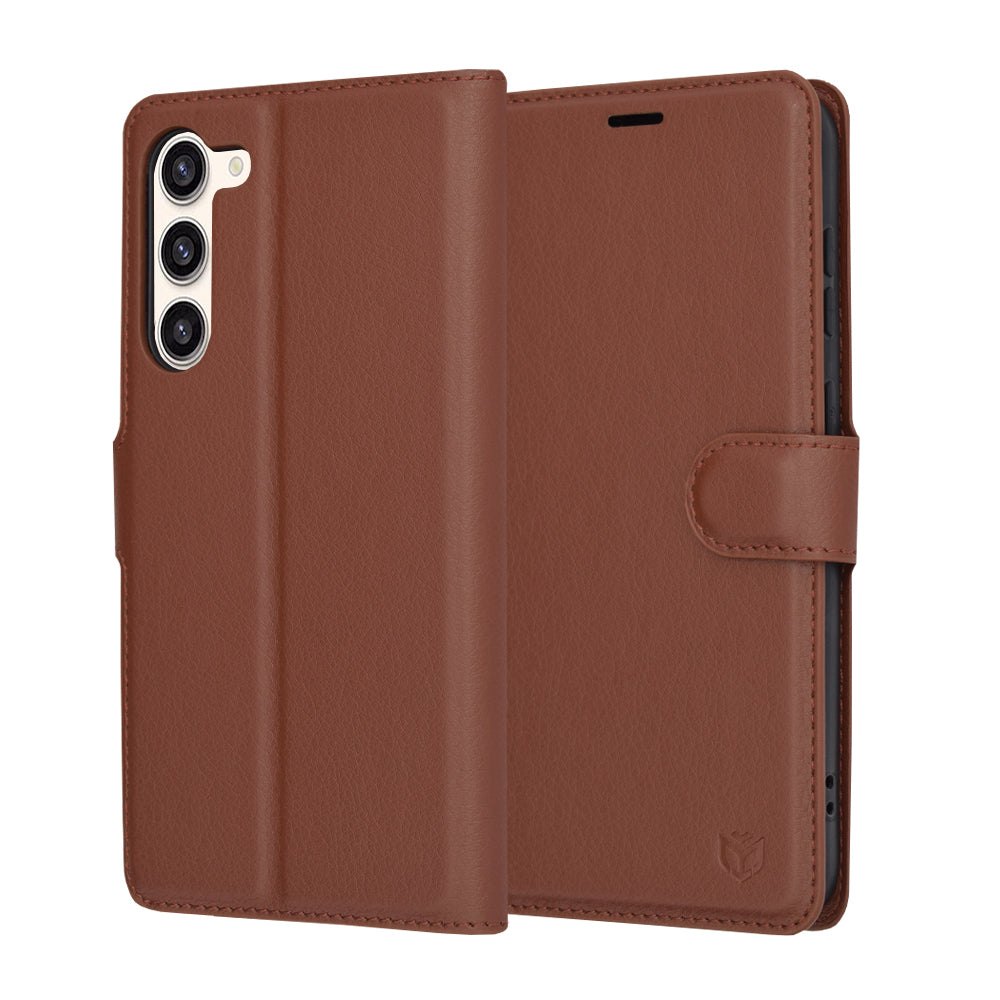 Θήκη για Samsung Galaxy S23+ S916, Techsuit, Δερμάτινο Φύλλο, Καφέ