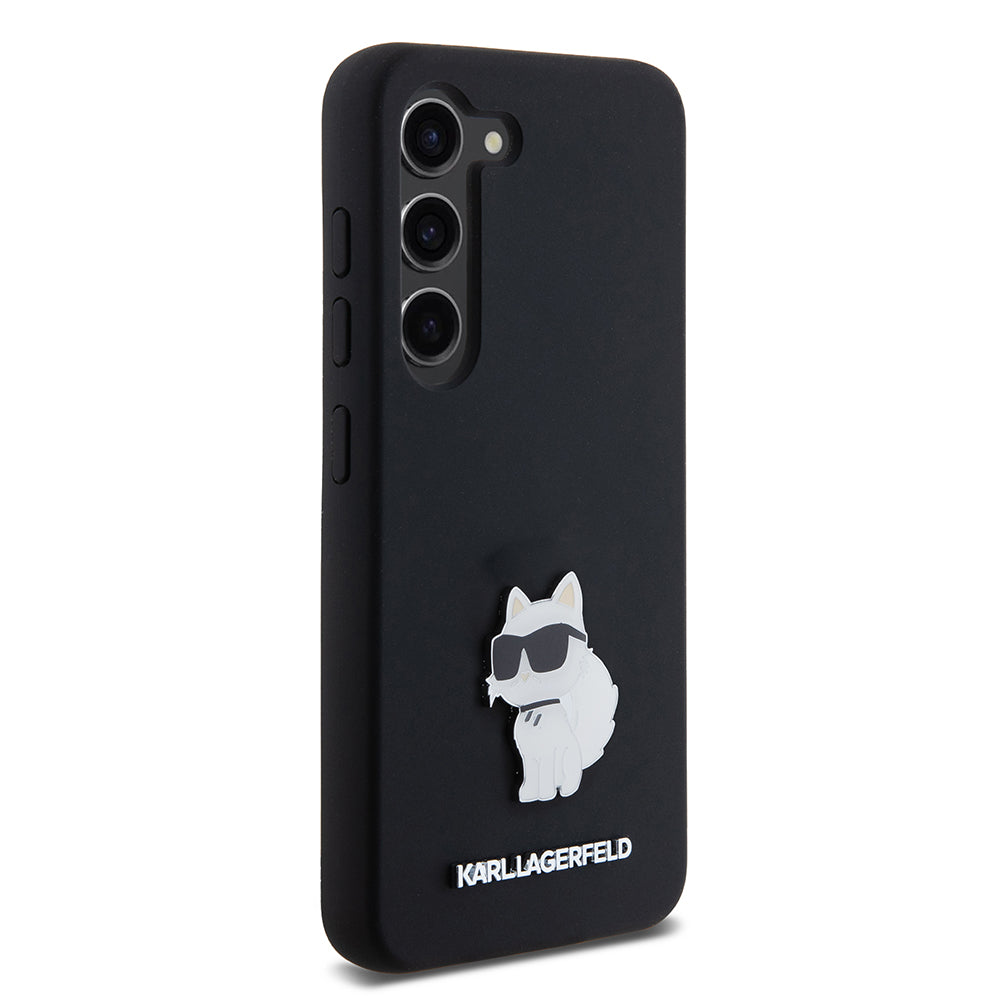Θήκη για Samsung Galaxy S23 S911, Karl Lagerfeld, Silicone Choupette Metal, Μαύρη