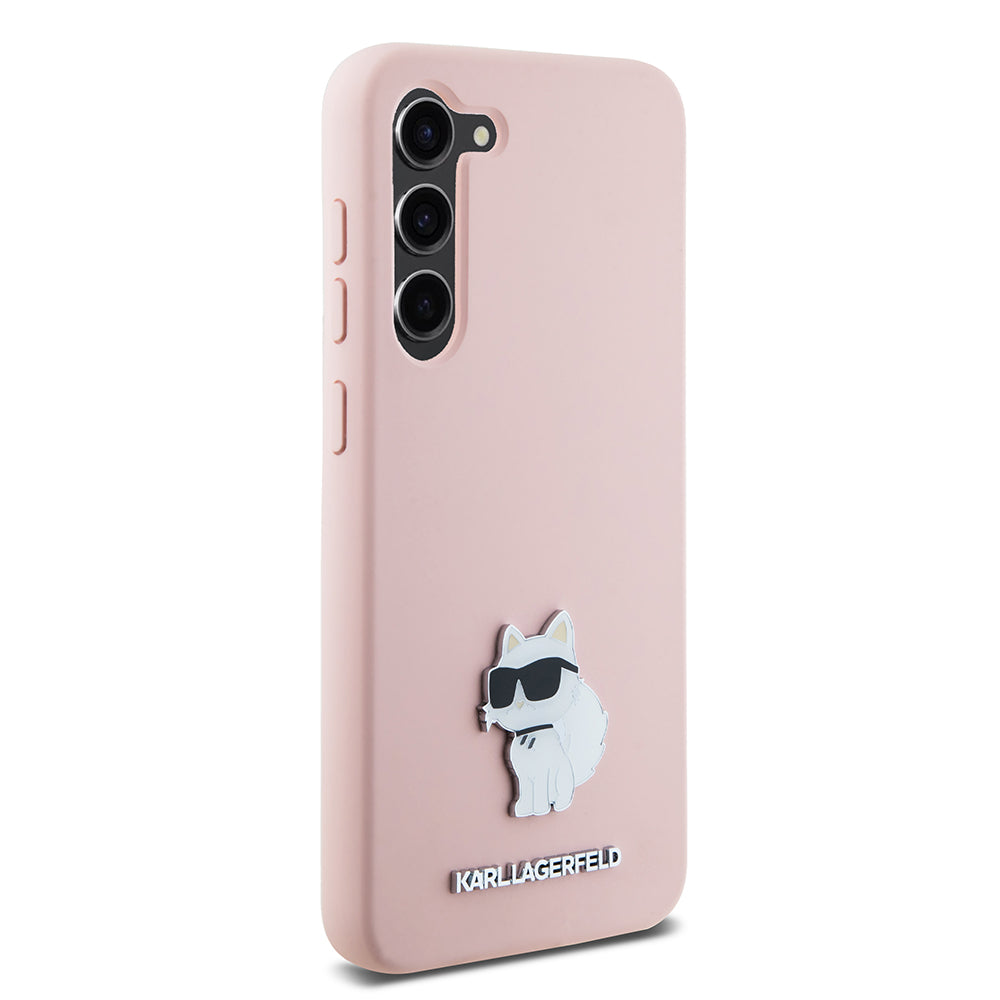 Θήκη για Samsung Galaxy S23 S911, Karl Lagerfeld, Silicone Choupette Metal, Ροζ