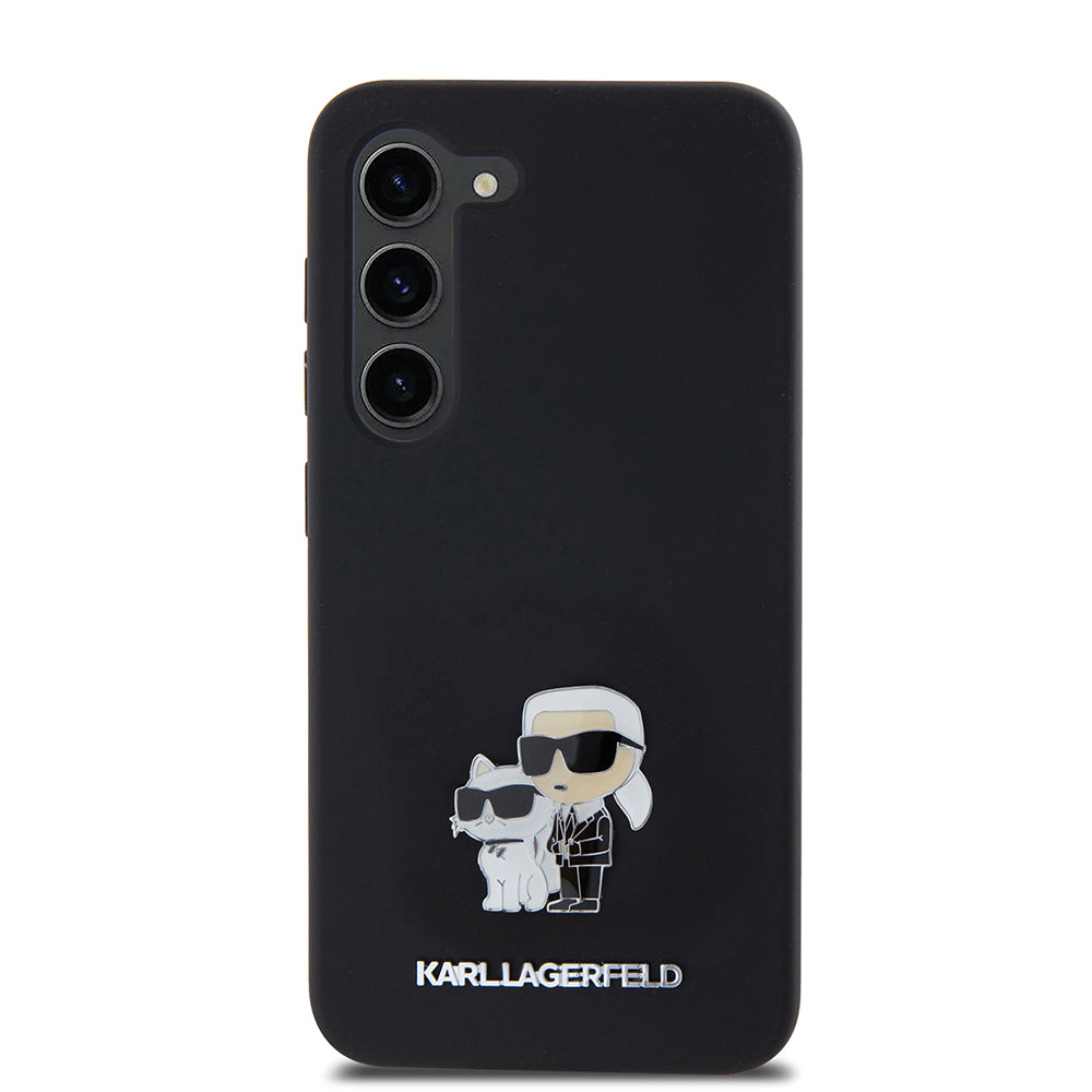 Θήκη για Samsung Galaxy S23 S911, Karl Lagerfeld, Silicone Karl & Choupette Metal, Μαύρη