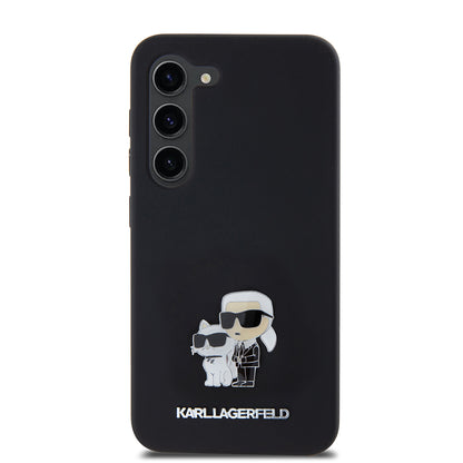 Θήκη για Samsung Galaxy S23 S911, Karl Lagerfeld, Silicone Karl & Choupette Metal, Μαύρη