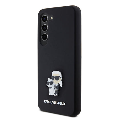 Θήκη για Samsung Galaxy S23 S911, Karl Lagerfeld, Silicone Karl & Choupette Metal, Μαύρη