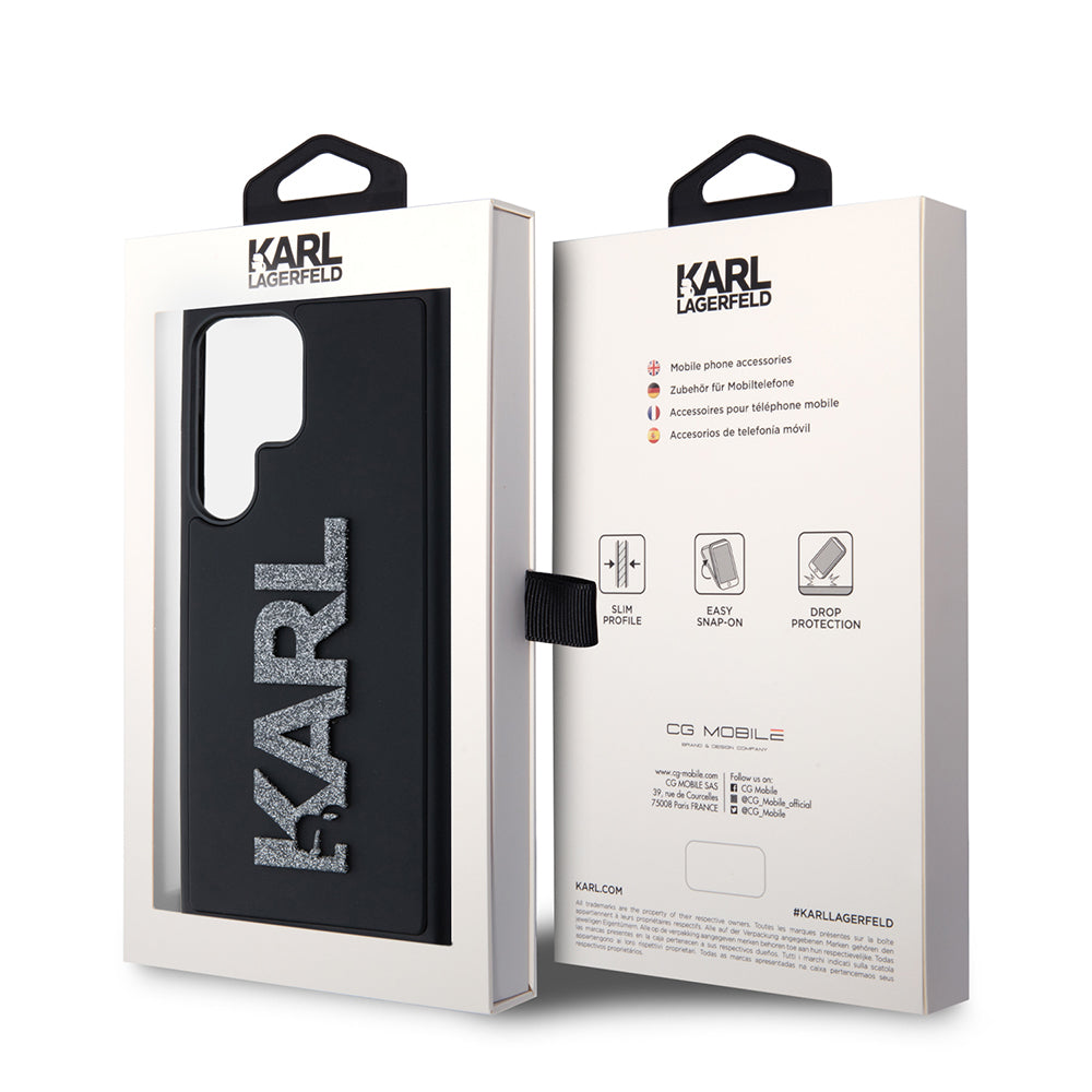 Θήκη για Samsung Galaxy S23 Ultra S918, Karl Lagerfeld, 3D Rubber Glitter Logo, Μαύρη