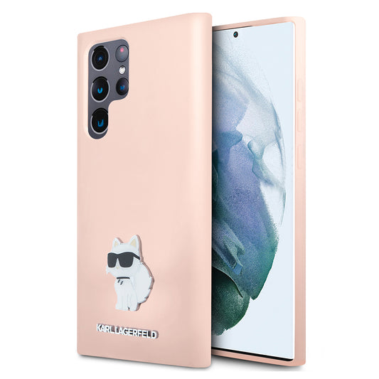 Θήκη για Samsung Galaxy S23 Ultra S918, Karl Lagerfeld, Σιλικόνη Choupeete Metal, Ροζ