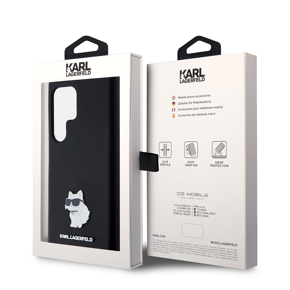 Θήκη για Samsung Galaxy S23 Ultra S918, Karl Lagerfeld, Silicone Choupette, Μαύρη