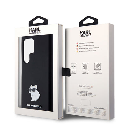 Θήκη για Samsung Galaxy S23 Ultra S918, Karl Lagerfeld, Silicone Choupette, Μαύρη