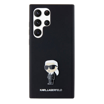 Θήκη για Samsung Galaxy S23 Ultra S918, Karl Lagerfeld, Silicone Ikonik Karl Metal, Μαύρη