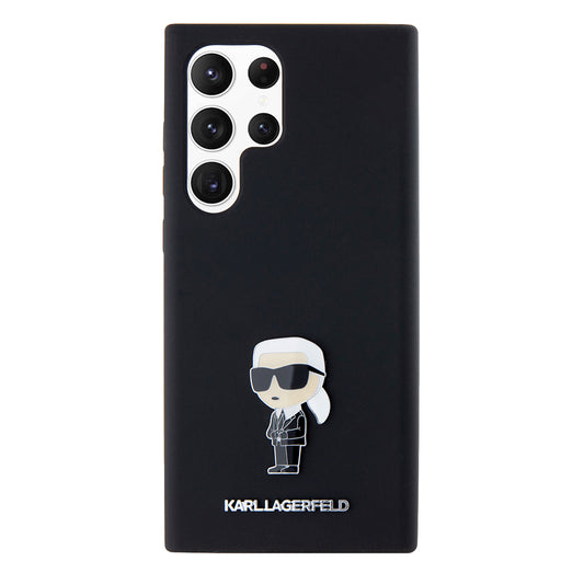 Θήκη για Samsung Galaxy S23 Ultra S918, Karl Lagerfeld, Silicone Ikonik Karl Metal, Μαύρη